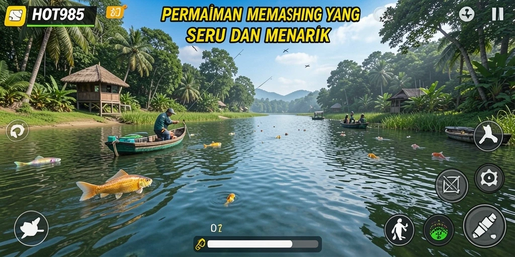 Tampilan screenshot dari gameplay HOT985 yang menarik saat memancing.