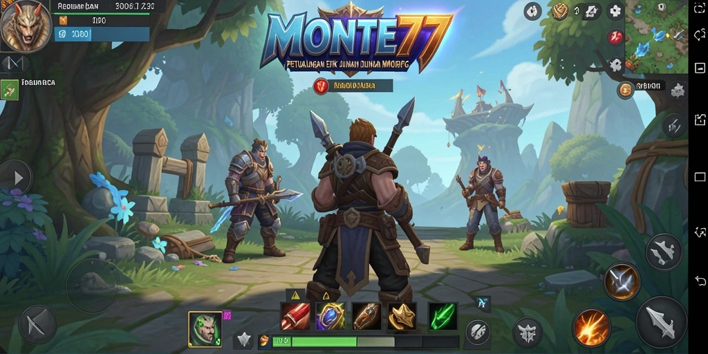 Tangkapan layar gameplay <strong>MONTE77</strong> yang menampilkan pertarungan epik dalam MMORPG.