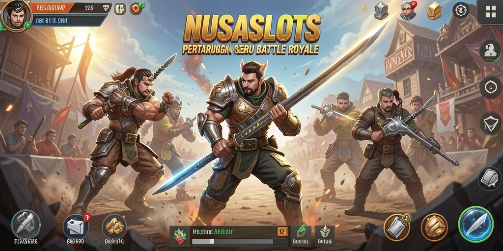 Tampilan aksi seru dalam game Battle Royale NUSASLOTS.